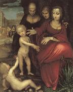 YANEZ DE LA ALMEDINA, Fernando St.Anne,the Virgin;St Elizabeth,St,john,and the Christ Child France oil painting artist